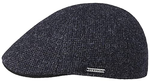 Stetson Texas Classic Wool Flatcap Herren Baumwollfutter Schirmmütze Herbst Winter dunkelblau XL (60-61 cm)