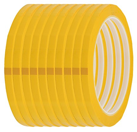 Sourcingmap – Lote de 5 mm ancho 50 m largo cinta aislante adhesiva Pet amarillo