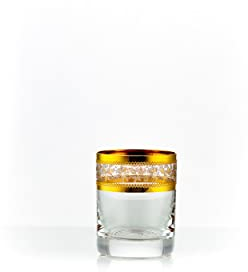 Bohemia Schnapsgläser, Likörgläser, Kristall Gläser,6 x 60 ml, Barline (gold)