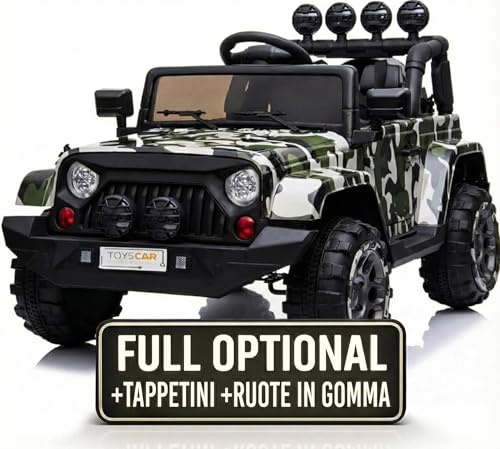 Macchina Elettrica Per Bambini Fuoristrada Adventure Full Optional Auto Elettrica Per Bambini Telecomandata Sedile In Pelle Porte Apribili Doppio Motore Elettrico 12V TOYSCAR Militare