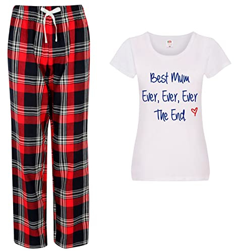 60 Second Makeover Limited Best Mum Ever Ever The End Pyjamas For Women Mum Birthday Gifts Pjs For Women Sets Ladies Tartan Trouser Bottoms Pyjama Mothers Day