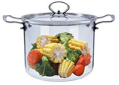 Olla de vidrio para cocinar - Olla de vidrio transparente calentable de 5L Cacerola de vidrio con tapa - Olla de vidrio transparente para ensalada de sopa Fideos instantáneos Alimentos para bebés …