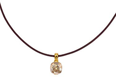Malu Maiese - Kurze Halskette aus braunem Kautschuk mit Kristall. | Verstellbar 40–45 cm, Elegant Design, Vergoldete Goldsockel, Für Frauen