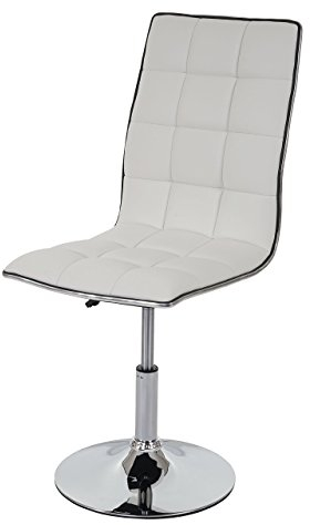 Mendler Esszimmerstuhl HWC-C41, Stuhl Küchenstuhl, höhenverstellbar drehbar, Kunstleder - weiß