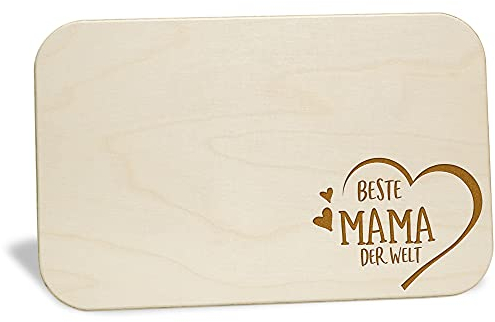 Glitzkind Frühstücksbrettchen mit Gravur | Geschenk für Mama Mutti zum Muttertag Geburtstag Weihnachten | Schneidebrettchen personalisiert mit Spruch | Geschenkideen Geburtstagsgeschenk Kleinigkeit