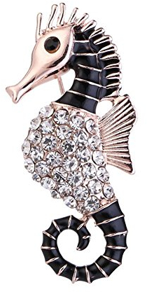 N-K Magnifique broche en forme d'hippocampe en strass pour homme et femme