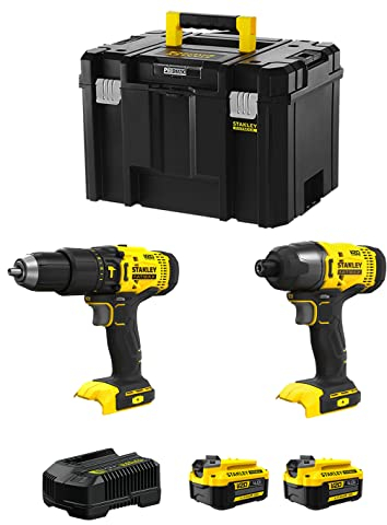 STANLEY FatMax Kit SVK215 (Schlagbohrschrauber SFMCD711 + Schlagschrauber SFMCF800 + 2 Batterien 4,0 Ah + Ladegerät + TSTAK VI)