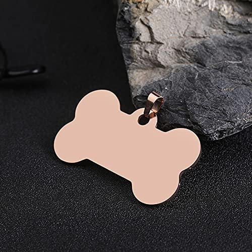 EUSFIYY Namensschild Hundemarke Personalisierte Hundemarken Edelstahl Lasergravur Sonderanfertigungen Hunde Haustiere Zubehör Hundenamensschild-rosé-Gold-(Knochen)-S
