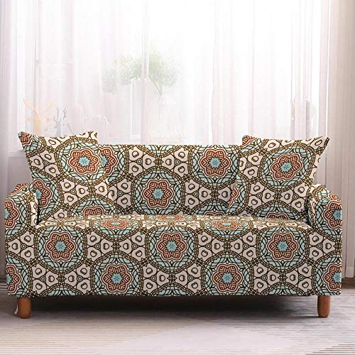 ZAHHYG Sofabezug Brauner Ethno-Stil Sofa Überzug Sofaüberwurf Stretchy Couchbezug Sofa Bezug Ecksofa Überwurf Sofabezüge Antirutsch Sofahusse Jacquard Sofaüberzug 1 Place (90cm-140cm)