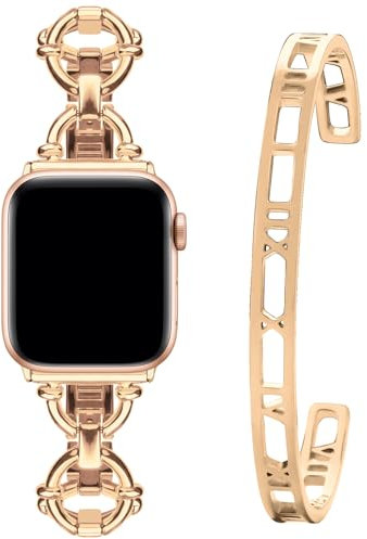 wutwuk Juego de Pulsera y Correa Compatible Apple Watch 41mm 40mm 38mm de Acero Inoxidable, Pulsera Mujer iWatch Ultra/SE/SE 2 series 8 7 6 5 4 3 2 1 (Oro Rosa-41mm/40mm/38mm)