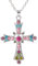 LIKGREAT Collana Croce per Donna Fede Religiosa Gioielli Regalo Infinity Crocifisso Ciondolo in Cristallo per Ragazze 18 Pollici di Lunghezza con Catena Regolabile (rosa blu)