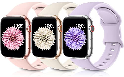 Higgs 3 Pezzi Cinturini Compatibile con Cinturino Apple Watch 40mm 41mm 38mm Donna e Uomo, Bracciale Sportivo in Silicone Morbido per iWatch Series (42mm 10) 9 8 7 SE 6 5 4 3 2 1, Lavanda
