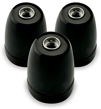 AMARCORDS - 3 Douille en porcelaine vintage prise E27 à couleur NOIR