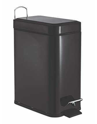 Blue Canyon Axus Lid Pedal Bin| Modern and Stylish Trash Can| 5L Bin for Kitchen, Bathroom, Bedroom, Office| Anti-Fingerprint Outer Finish| Stainless Steel Rubbish Bin| Rectangle Waste Bin| Black