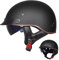 Casque Bol Homologué ECE Casque Jet Brain - Cap Demi-Casque Moto Vintage Casque Demi-Coque RéTro Ouvert Casque à VisièRe IntéGréE Cruiser Chopper Scooter Cyclomoteur,J-L=（59~60cm）