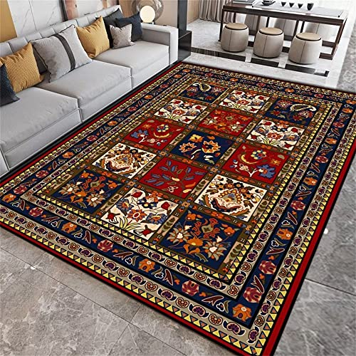 RUGMRZ Teppich Dunkel Outdoortepiche Klassisches rotes Druckdesign ist super weich rutschfest und langlebig Terrassenteppich 90X150CM