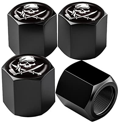 Ajxn 4 Pack Skull Car Wheel Tire Valve Stem Caps Airtight Dust Proof Covers Universal Tire Air Valve Caps for Cars, Trucks, Bicycles, Car Accessories for Men and Women (White Scarf Skull #29)