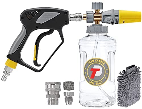 Tool Daily Foam Lance with Pressure Washer Gun 5000 PSI Quick Connector Swivel 3/4 Adjustable M22