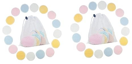 FRCOLOR 32Pcs Sacchetto Facciale Giallo Con Pulizia Doppio Bucato Rosa Rimozione Lavabile In Cotone Bianco Per Creare Cuscinetti Per Pulire Lo Artistico E Unghie