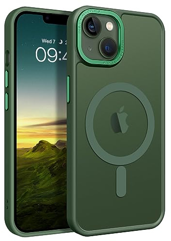 BENTOBEN Magnetic for iPhone 13 Case & iPhone 14 Case [Compatible with Magsafe] Translucent Matte Phone Case iPhone 13/14 Slim Shockproof Women Men Protective Cover for iPhone 13/14 6.1, Dark Green