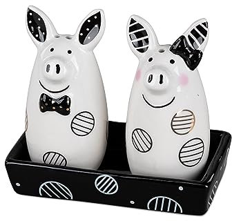formano Gewürzstreuer-Set mit Schweinchen-Design - Salz- und Pfefferstreuer Schweinchen aus Keramik - für ein lustiges Frühstück