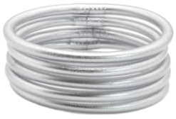 MAJALE - Bracelet Bouddhiste Femme - Bracelet jonc Bouddhiste en Or et Argent - Bracelet Tibetain Kumlai Porte Bonheur Souple et Léger - 100% Fait Main (M - Argent - Lot de 5)