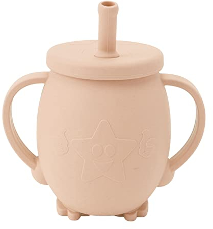 Silikon-Baby-Trainingsbecher, Pinguin, Kleinkind-Lernbecher, Tassen, Kleinkinder, Kinder für Trinkbecher, Wasserbecher, Becher mit 230 Ml Tassen (Rosa-Rosa)
