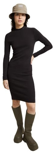 G-Star Damen Ergonomic Slim Rib Kleid, Schwarz (dk Black D25034-D702-6484), S