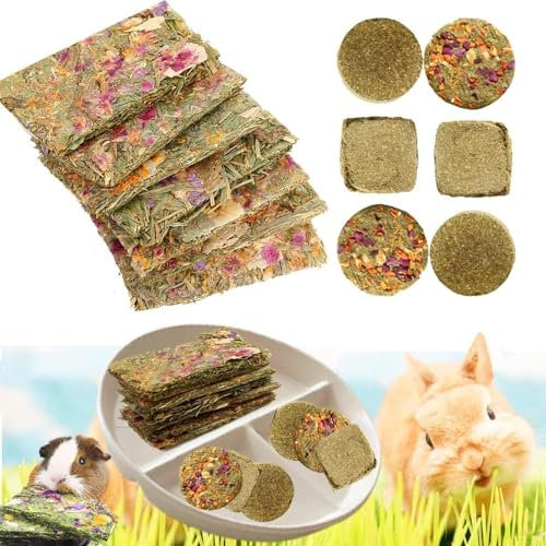 Abizoo Conejo de conejo, heno molar natural de Timoteo, aroma floral a base de hierbas, juguetes masticables, regalo para conejos, chinchillas, hámster, jerbos, 12 piezas de animales pequeños,