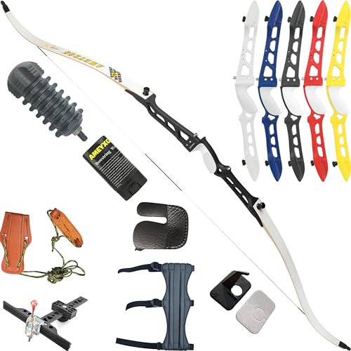 wolfman Bogenschießen Recurve Bogen Set Erwachsene 66/68/70 Zoll 14-40 lbs Bogen Set Praxis Bogen Wettbewerb Bogen Jagd Bogen für Bogenschießen Club Schießwettbewerb Rechtshänder(Schwarz, 70/36Lbs)