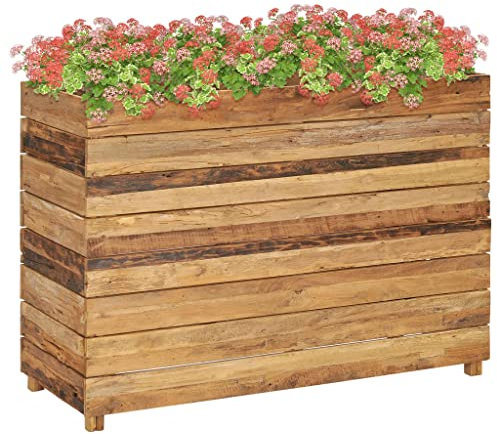 Jardiniere sur Pieds Espace Potager sur Pied Jardinage Exterieur Jardin et Balcon, boîtes de Jardin, Lit de Jardin Surélevé, Potager de Jardin Surélevé, 100x40x72 cm Bois massif de teck avec acier