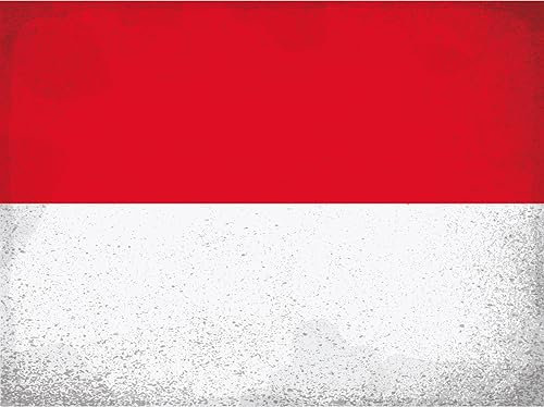 DekoDrom® Holz Schild 20x30 cm Monaco Flag of Monaco Vintage Wand Deko Bar Kneipe Cafe Sammler Geschenk