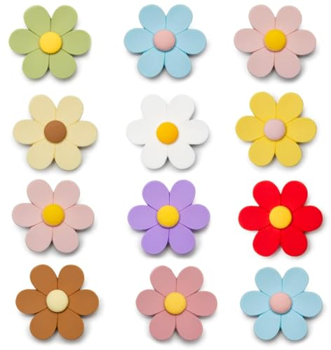 12 Piezas Imanes Nevera, Imanes de Nevera de Flores, 3D Bonitos Imanes, Imanes Nevera Multicolores, Imanes Nevera Niños, Magnética de Nevera, Iman Nevera para Nevera, Pizarra, Taquilla(10 Colores)