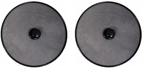 SDMAX Frying Pan Splatter Guard, Kitchen Screen Cover, Protection Lid, Fine Mesh with Knob, Stainless Steel Construction, Oil Splatter Screen, Black, 21cm (2 Pcs)