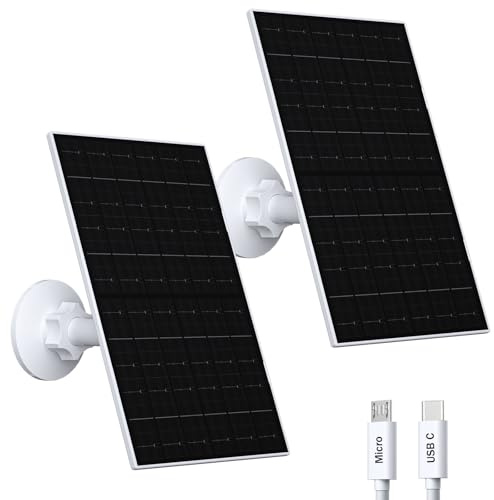 Zivif Lot de 2 panneaux solaires 7 W pour appareils photo, chargeur de panneau solaire USB compatible avec Eufycam 2C/2C Pro/2/2 Pro/E20/E40/E, panneau solaire USB C pour caméras extérieures