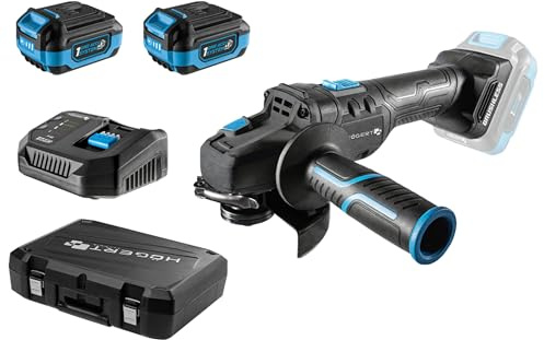 HÖGERT TECHNIK Akku-Winkelschleifer SET 18V, 125mm, Bürstenloser Motor, 8000 RPM, Mit 4,0 Ah Akku und Schnellladegerät, Schutz vor Überhitzung und Kurzschluss, Ideal für Werkstätten