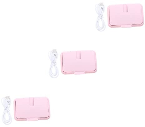 IMIKEYA 3 Pièces Essuie-Tout Chauffe Lingettes Humides Support De Voiture Étui à Lingettes Humides pour Bébé Plus Chaud Distributeur De Lingettes à Eau Thermostat pour Chauffage Abdos Rose