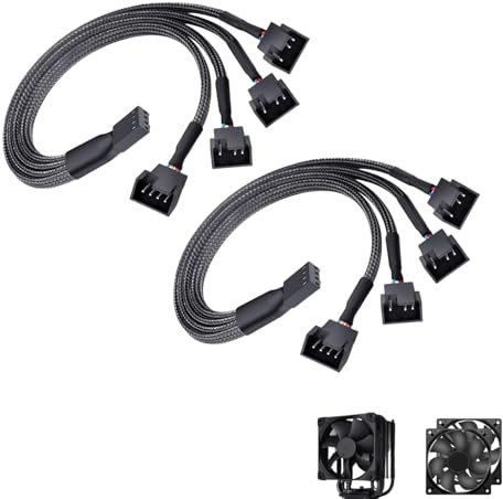 joonnair 2 Cable Divisor de Ventilador PWM de 4 Pines, PWM Fan Splitter Cable fan hub cable de ventilador Cable de Extensión de Ventilador, Divisor de Ventilador para PC