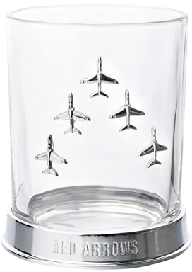Officially Licensed Royal Air Force RAF Metal Whiskey Tumbler Glass | Red Arrows - Engraved Base With Badge Drinking Glass - Lifestyle Accessory for Men, History & Aviation Fans - 330ml / 11.5 oz