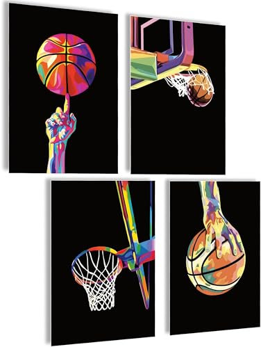 mojoliving Basketball Poster Basketball Geschenke Basketball Deko Basketball Deko Geburtstag Basketball Deko Zimmer Poster Sport Basketball Bilder für die Wand Basketball Bild (Basketball Popart)