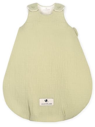 Julius Zöllner Babyschlafsack gefüttert Musselin 2,5 TOG Gr. 68/74 | 100% Baumwollmusselin | Oeko-TEX Standard 100 | Lime