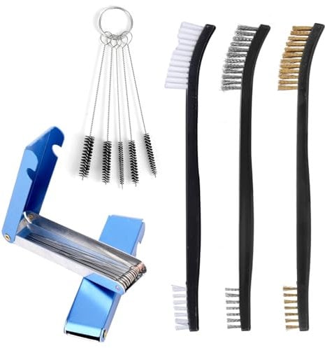 BOXOB Carburetor Cleaning Kit, Stainless Steel Torch Tip Cleaner 26 Aluminum Needles 5 Nylon Brushes 3 Double-Ended Polishing Brushes for Motorcycle Carb Spray Gun, Carburettor Airbrush, Throttle Body