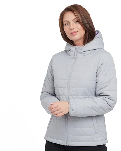 Peter Storm Women’s Blisco II Jacket with Hood & 2 Pockets, Insulated, Water-resistant & Lightweight Puffer Coat for Cold Weather & Winter (UK, Numeric, 8, Regular, Regular, Grey)
