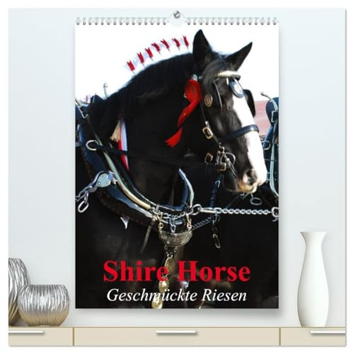 Shire Horse - Geschmückte Riesen (hochwertiger Premium Wandkalender 2026 DIN A2 hoch), Kunstdruck in Hochglanz: Traditionell geschmückte Shire Horse (CALVENDO Tiere)