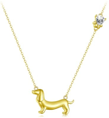 Qings Dackel/Schmetterling/Katze Kette für Damen 925 Sterling Silber Tier Anhänger Halsketten Hund Schmuck Geschenke für Frauen Hundeliebhaber