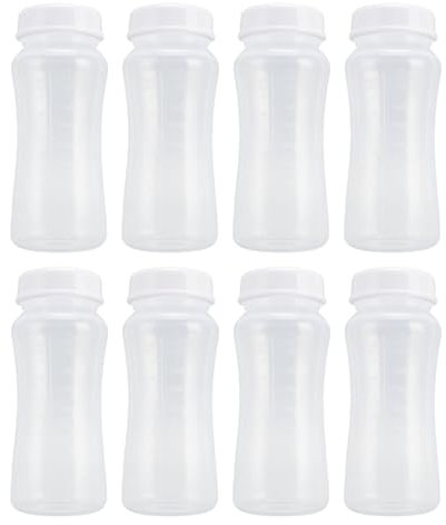 8 Pcs Milk Storage Bottles Wide Neck Leak Proof 300ml Capacity Reusable Breastmilk Collection Bottles Compatible with NUK Dr Browns Electric Breastpumps