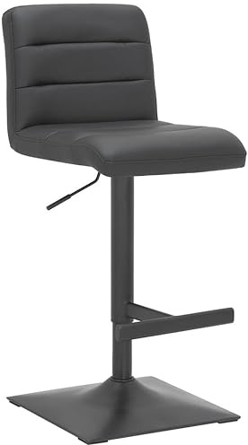 Lamboro Luscious Kitchen Bar Stool, Matt Black Footrest & Base, Height Adjustable Swivel Gas Lift, Breakfast Bar & Home Barstool, Black