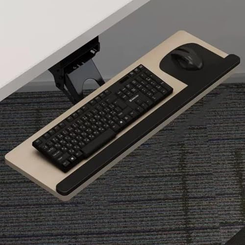 360° Rotating Keyboard Tray Under Desk, Adjustable Height Ergonomic Keyboard Stand For Office, 52/65/75Cm, White/Walnut,Oak-65cm/26inch