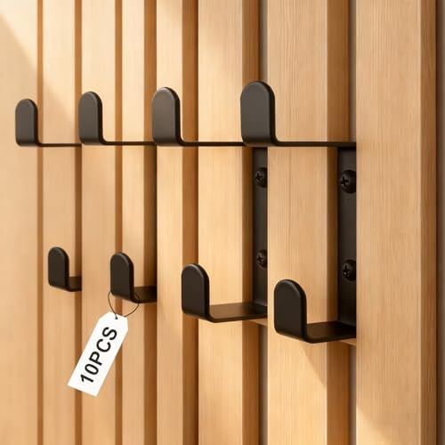 LNSYSNS Pack of 10 Hooks for Acoustic Panels, 13 mm Coat Hooks, Acoustic Panels, Coat Hooks, Black, Wall Hooks, Suitable for Acoustic Panel, Soundproofing Panels