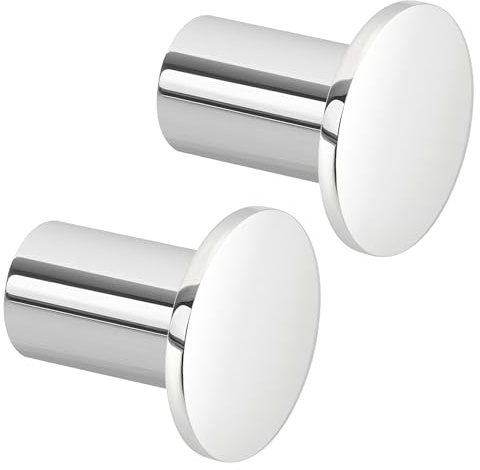 SAYAYO Crochet Mural Patere Salle de Bain à Visser 2 Pcs Chrome Poli | Crochet Muraux en 304 Acier Inoxydable Patère Murale Surdimensionné Ronde Porte Manteau Mural